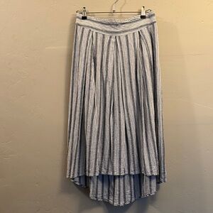 Max Studio High-Low Navy and White Striped Skirt